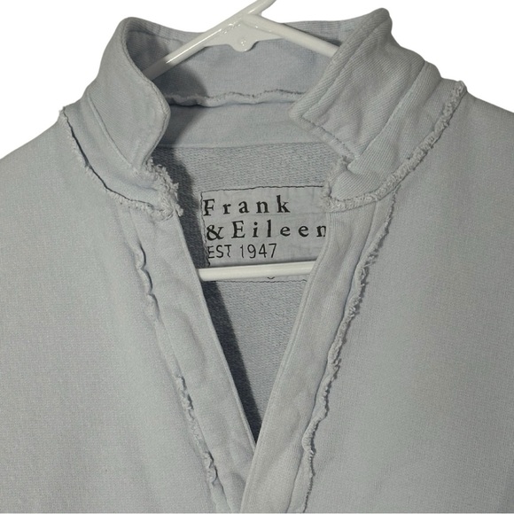 Frank & Eileen Popover Henley Top Cotton Raw Hem Triple Fleece in Ice Size S - Picture 4 of 9